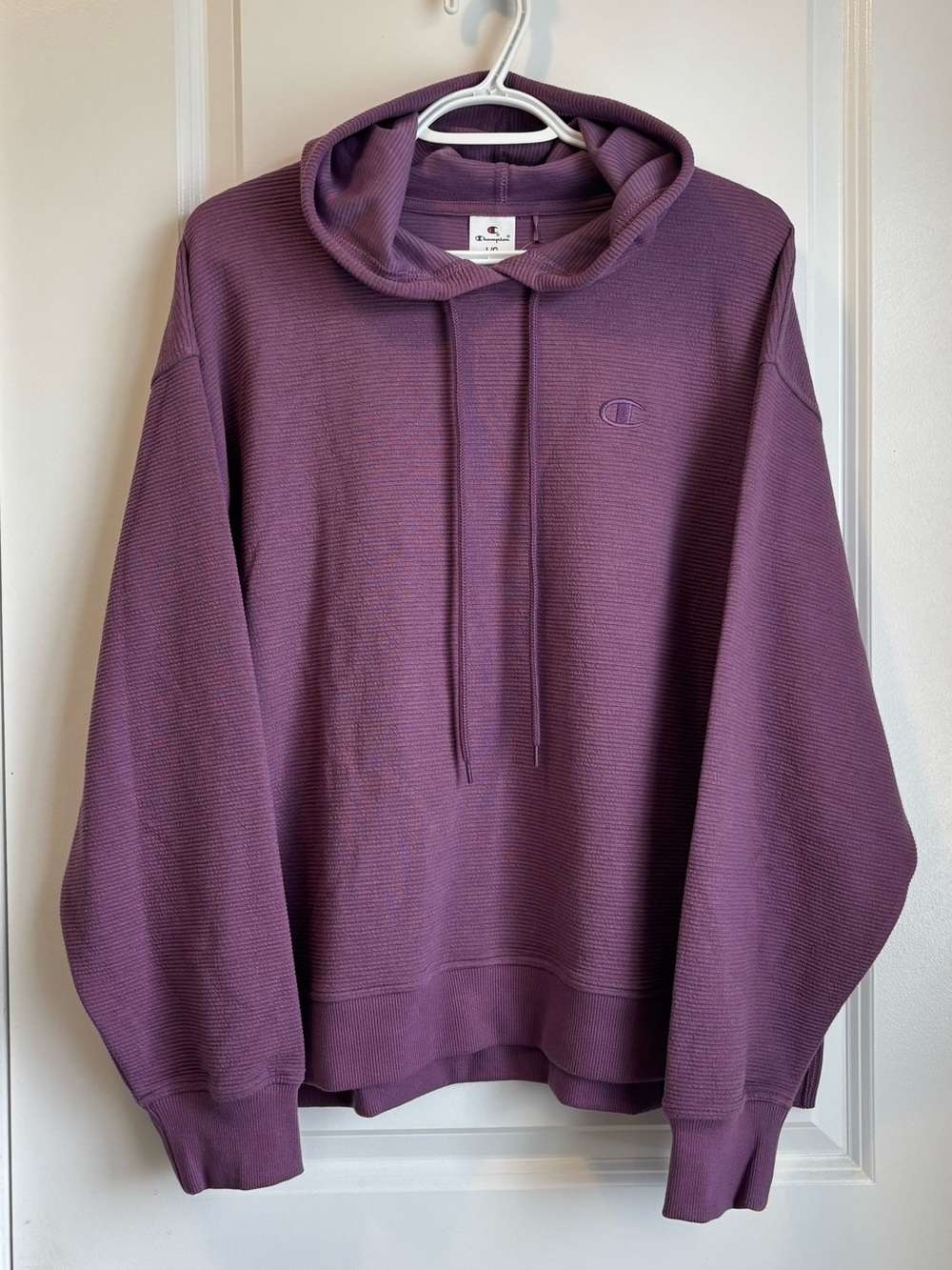 Champion Purple Waffle-Knit Hooded Pullover
